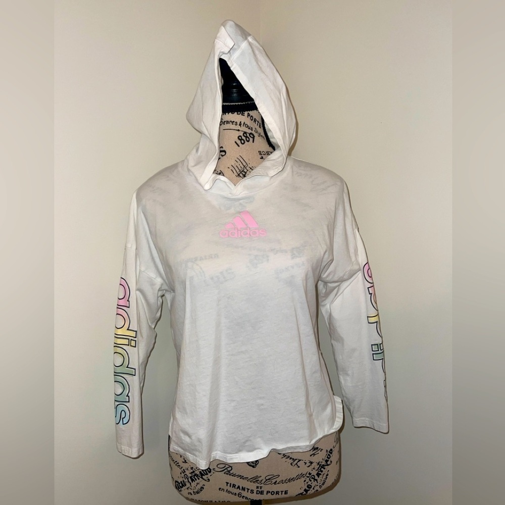 Adidas Girls' Hooded Long Sleeved T-shirt, Large